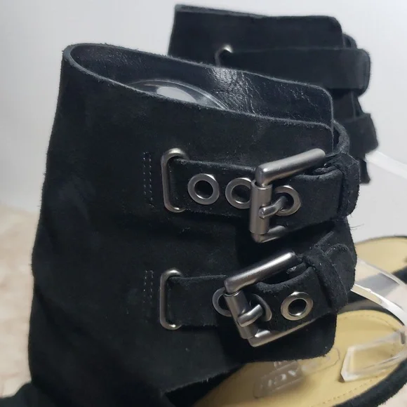 Coach Analeigh High Heel black Suede Open Toe Bootie Size 8 - Picture 5 of 8